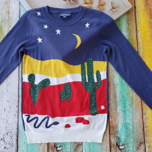 Modcloth Sweaters - Modcloth Charm School Blue Cactus Pullover S